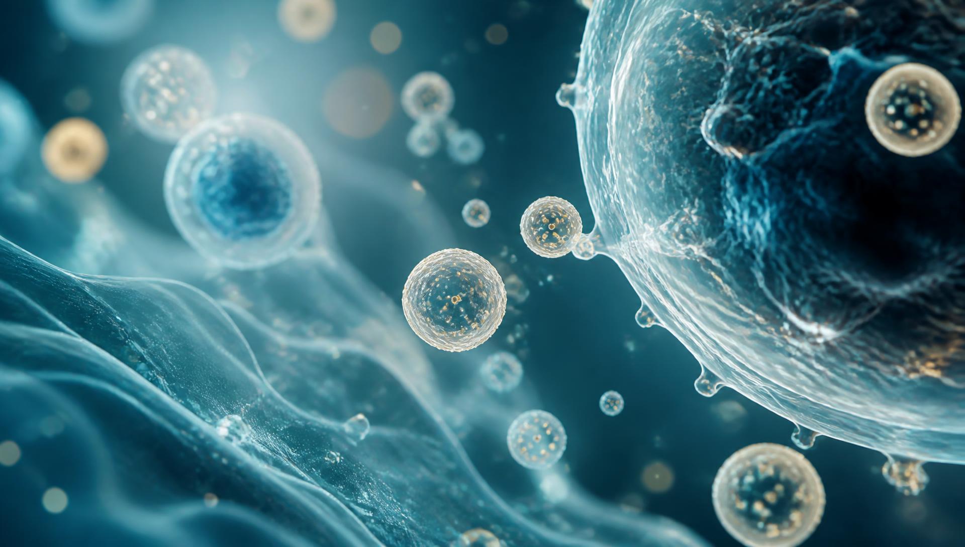 Abstract visualization of exosomes and cellular regeneration